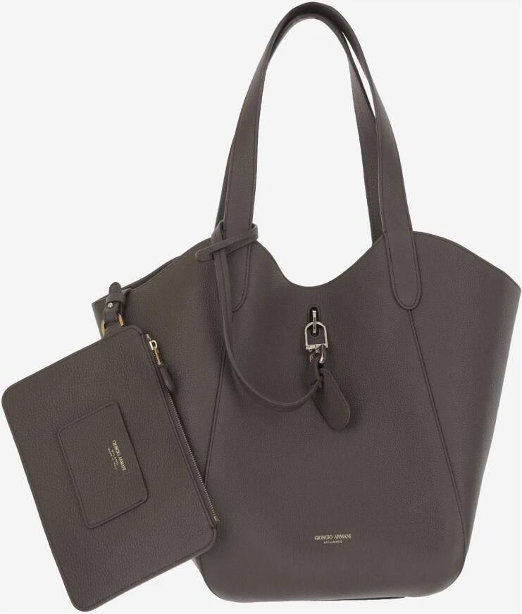 Giorgio Armani Shoppers & Totes Leather Tote Bag With Logo in bruin - Foto 3