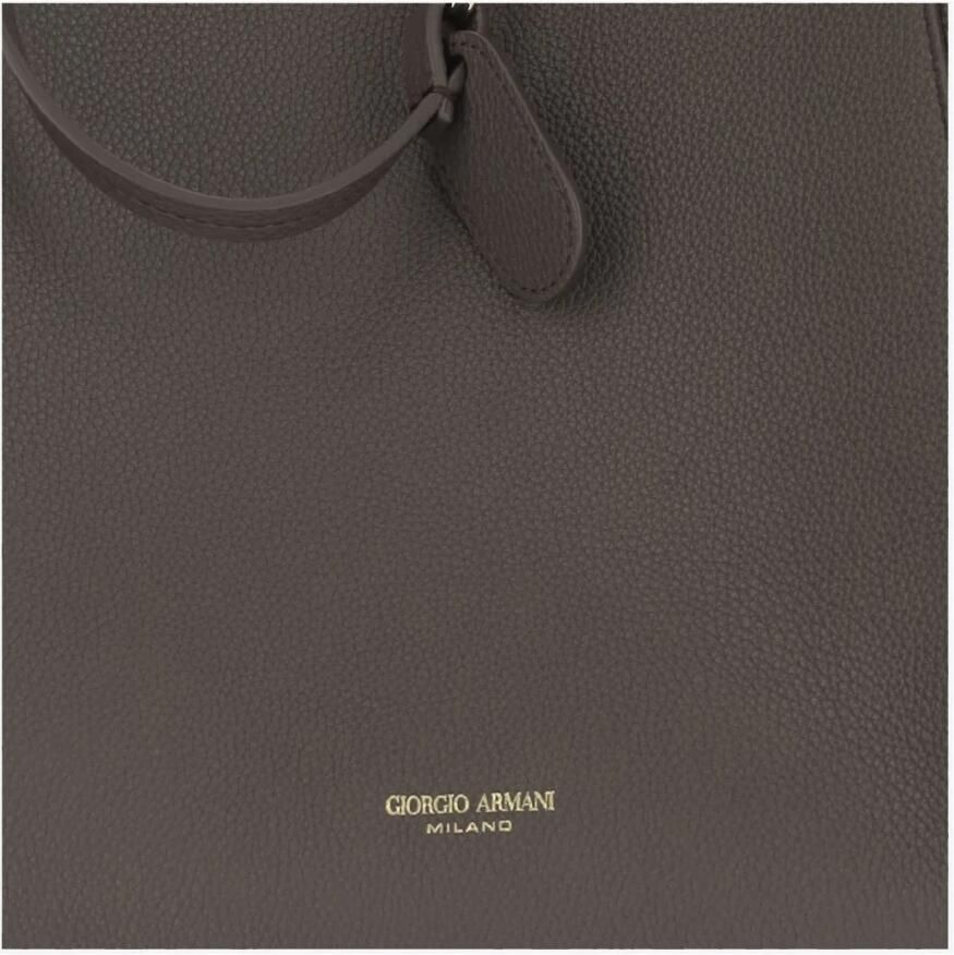 Giorgio Armani Shoppers & Totes Leather Tote Bag With Logo in bruin - Foto 2