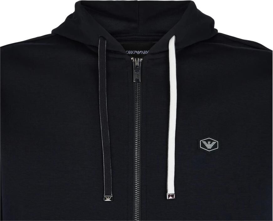 Emporio Armani Blauwe Zip-through Sweatshirt met Logo Appliqué Blue Heren - Foto 4