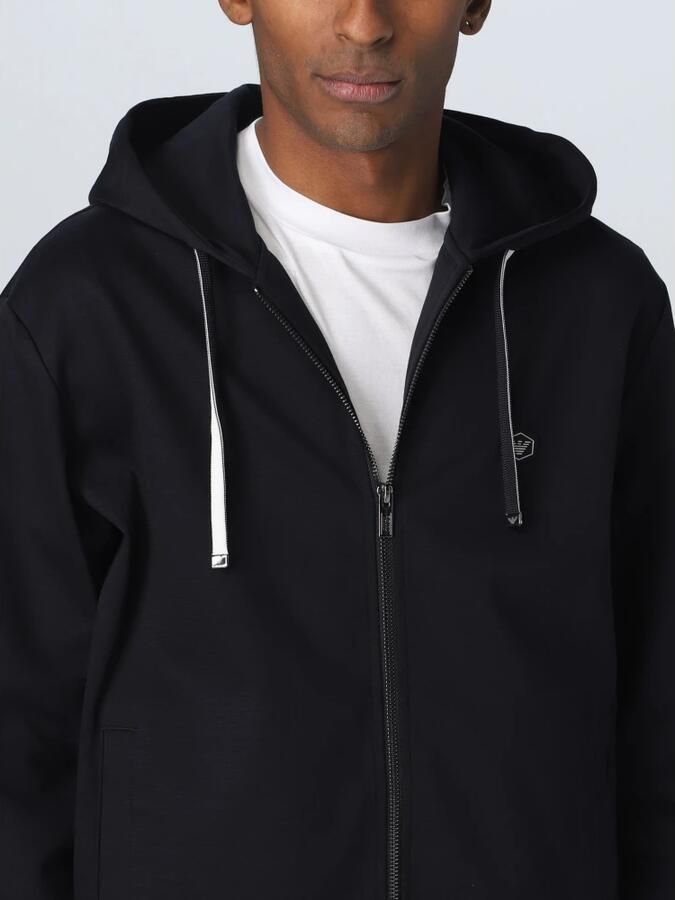 Emporio Armani Blauwe Zip-through Sweatshirt met Logo Appliqué Blue Heren - Foto 6