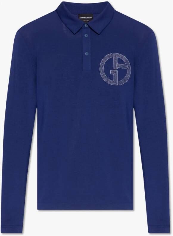 Giorgio Armani Polo shirt met lange mouwen Blauw Heren
