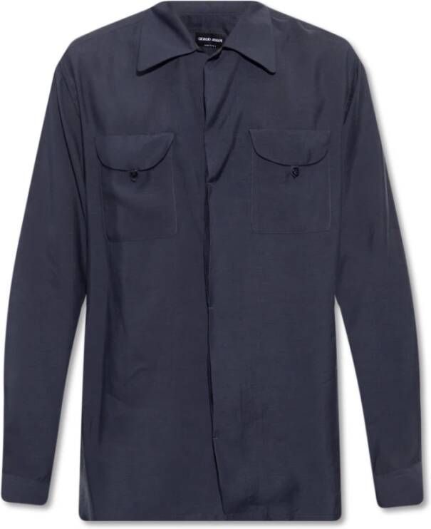 Giorgio Armani Shirt met zakken Blauw Heren
