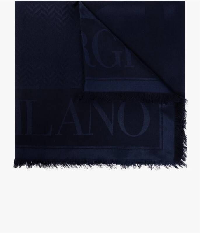 Giorgio Armani Sjaal met logo Blauw Heren