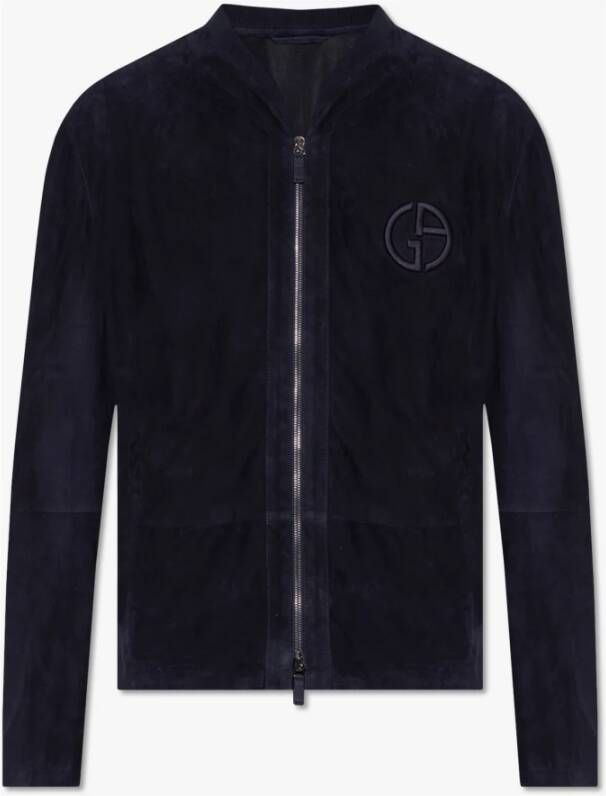 Giorgio Armani Suède jas Blauw Heren