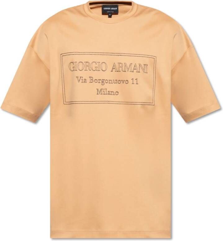 Giorgio Armani T-shirt met logo Bruin Heren