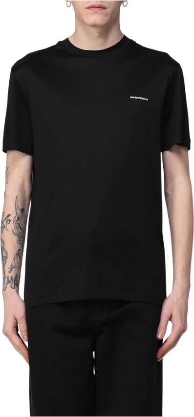 Emporio Armani Logo Print Katoenen T-Shirt Black Heren