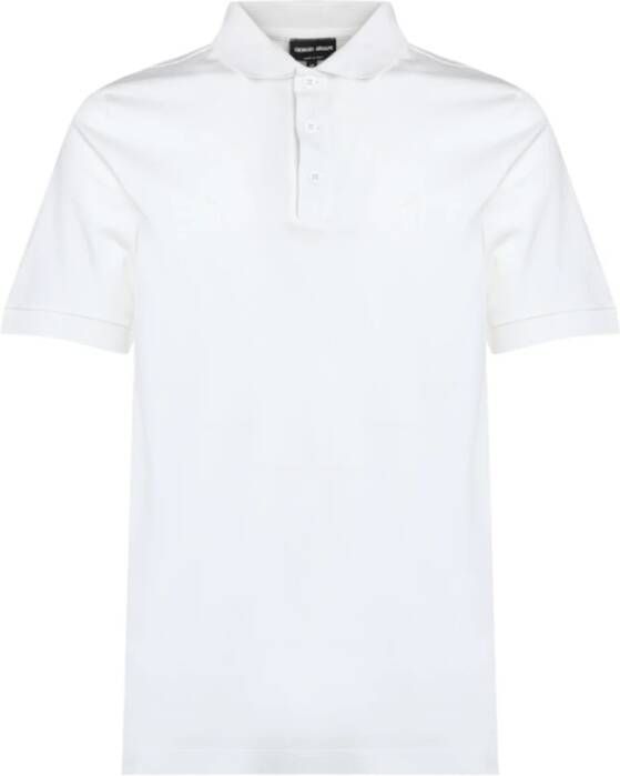 Giorgio Armani Witte Stretch Viscose Polo Shirt White Heren