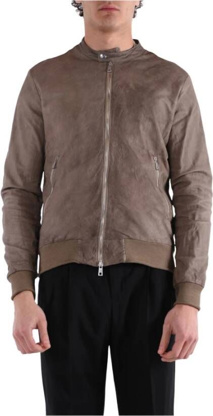 Giorgio Brato Leather Jackets Beige Heren