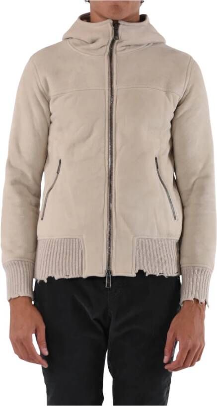 Giorgio Brato Leren jas met Shearling Voering Beige Heren