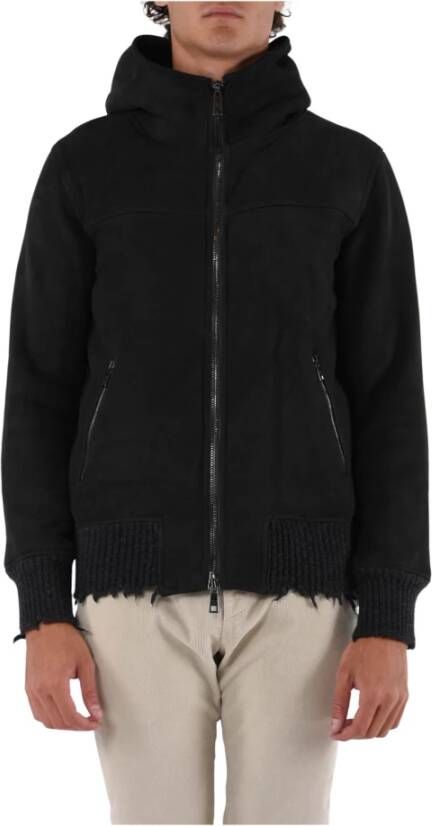 Giorgio Brato Leren Jas met Shearling Voering Grijs Heren
