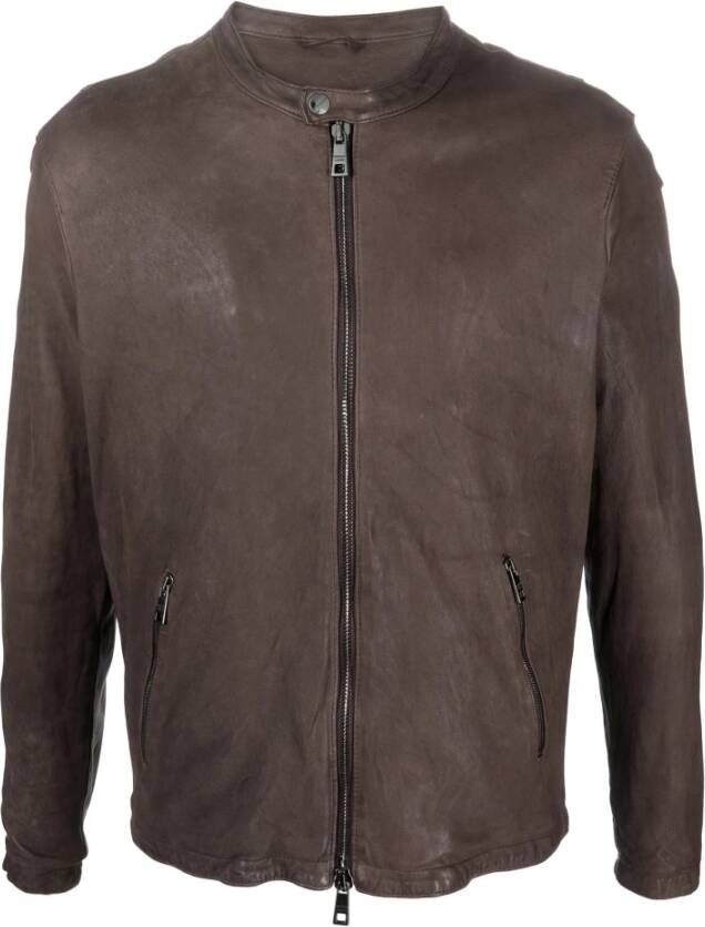 Giorgio Brato Slim Fit Leren Jas Bruin Heren