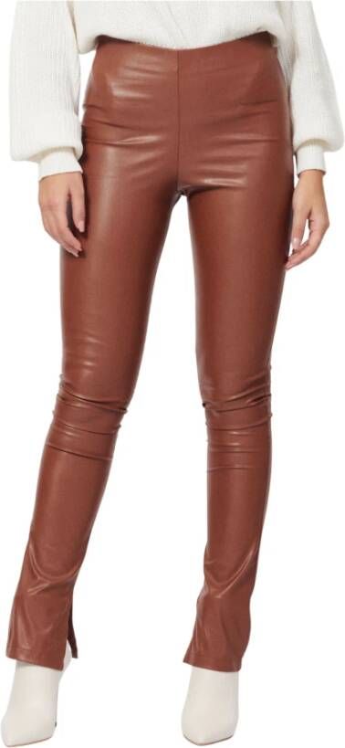 Giulia N Couture Leather Trousers Bruin Dames