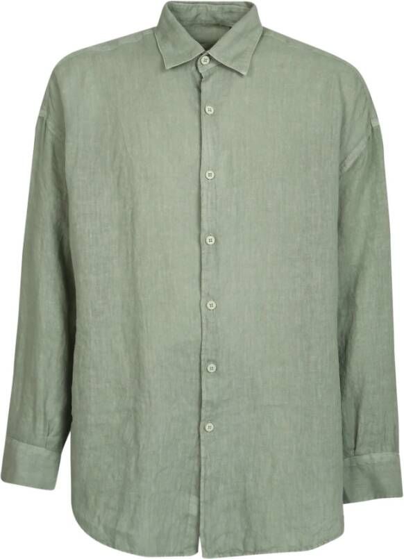 Giuseppe Di Morabito Valentino long-sleeve linen shirt Groen Heren