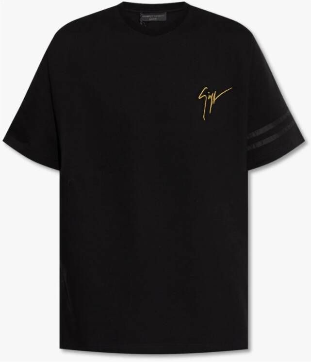 Giuseppe zanotti Logo Geborduurd T-shirt Black Heren