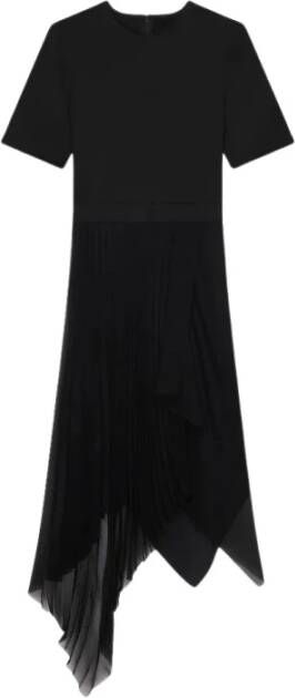 Givenchy Asymmetrische Zwarte Jurk met Plisse en Monogram Riem Zwart Dames