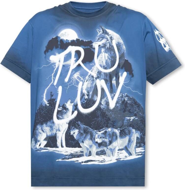 Givenchy Bedrukt T-shirt Blauw Heren