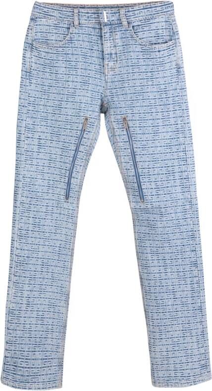 Givenchy Heldere Blauwe 4G Motief Straight-Leg Jeans Blue Heren