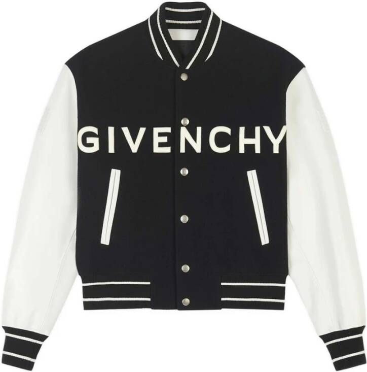 Givenchy Zwart Wit Bomberjack Gestreepte Rand Black Heren