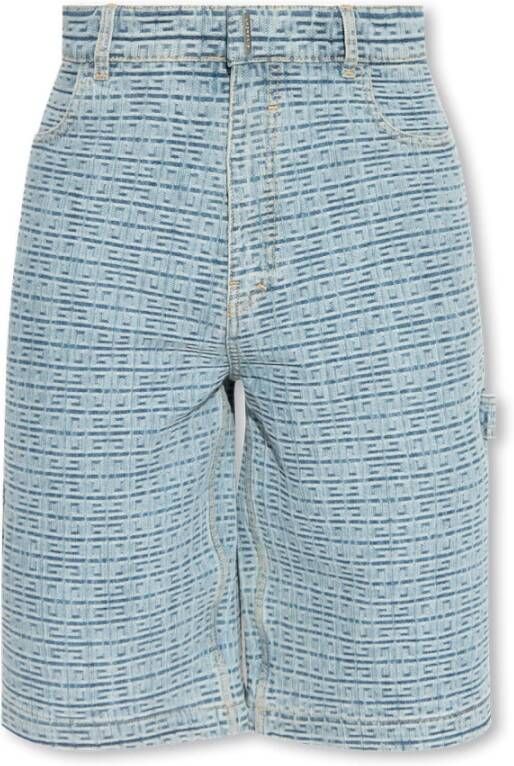 Givenchy Denim shorts met jacquardpatroon Blauw Heren