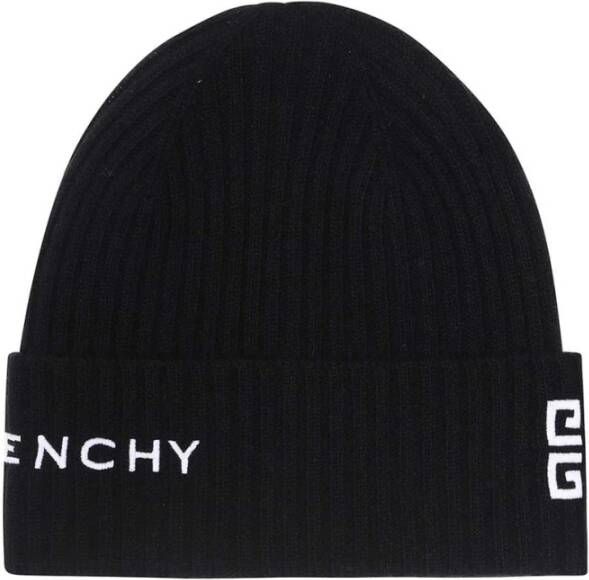 Givenchy Gebreide Logo Beanie Zwart Heren