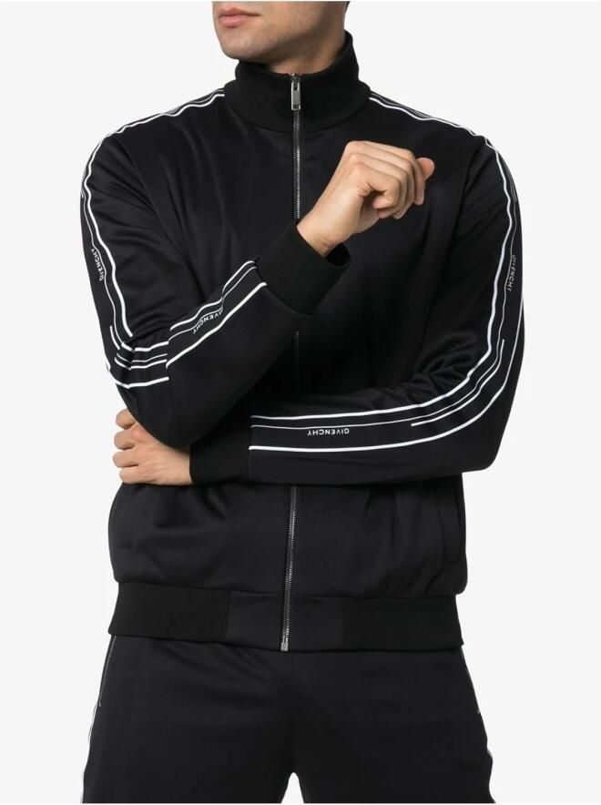 Givenchy Logo Striped Zip Jacket Black Heren