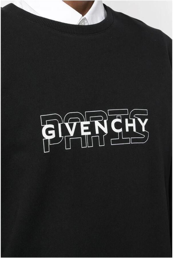 Givenchy Logo Sweatshirt Zwarte Ronde Hals Lange Mouwen Black Heren