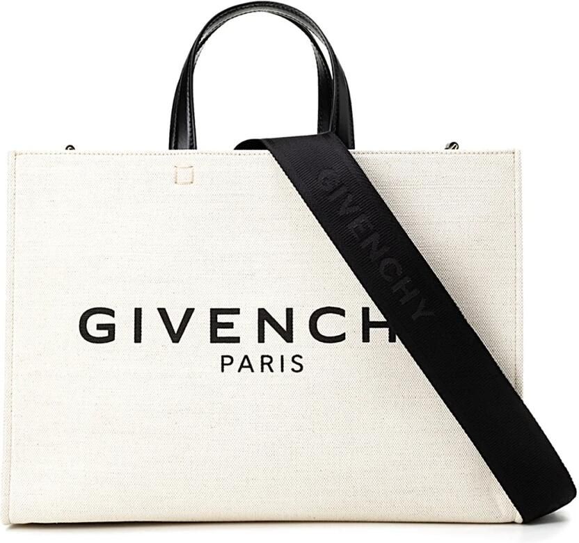 Givenchy Geometrische Katoenen Handtas met Leren Handvat Beige Dames - Foto 3