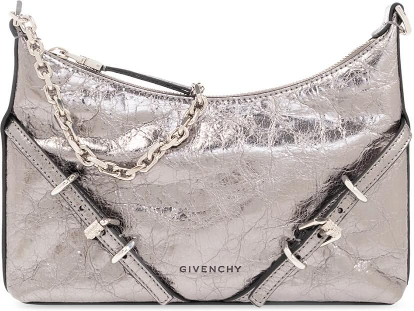 Givenchy Zilvergrijze Leren Schoudertas Gray Dames