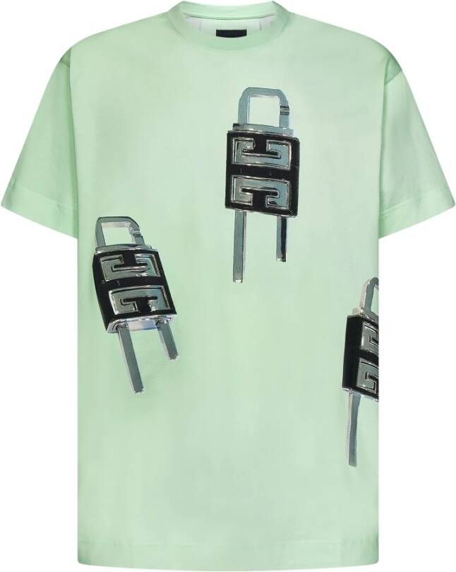 Givenchy Groene 4G Hangslot Print T-shirt voor Heren Groen Heren