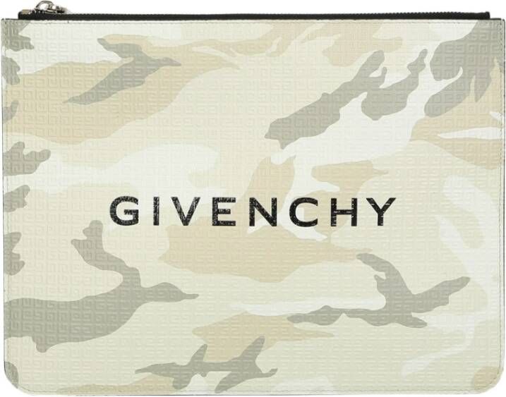Givenchy Grote koppelingstas met 4G -motief in camouflageleer van . Ideaal voor het invoegen van basisbehoeften waardoor het zakje comfortabel en essentieel is Groen Heren