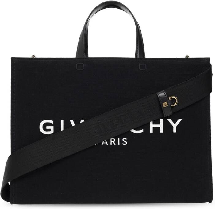 Givenchy Zwarte leren tas met dubbele handgreep en verstelbare schouderband Black Dames