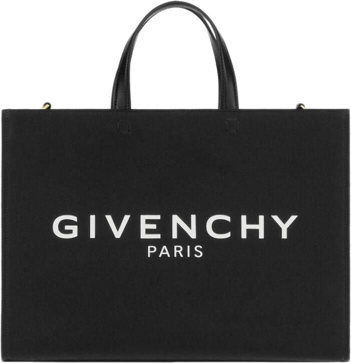 Givenchy Zwarte leren tas met dubbele handgreep en verstelbare schouderband Black Dames