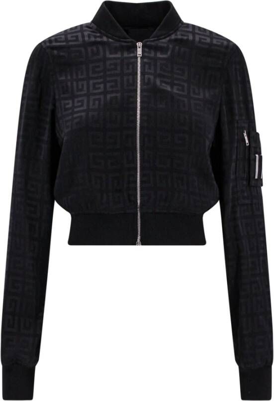 Givenchy Jacquard Crop Bomber Sweatshirt Zwart Dames