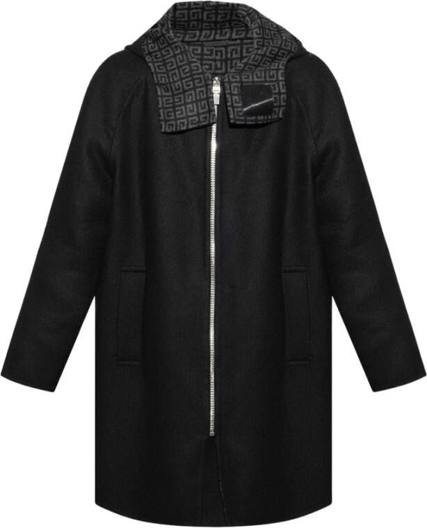 Givenchy Oversized jas met capuchon en zichtbare rits Black Heren