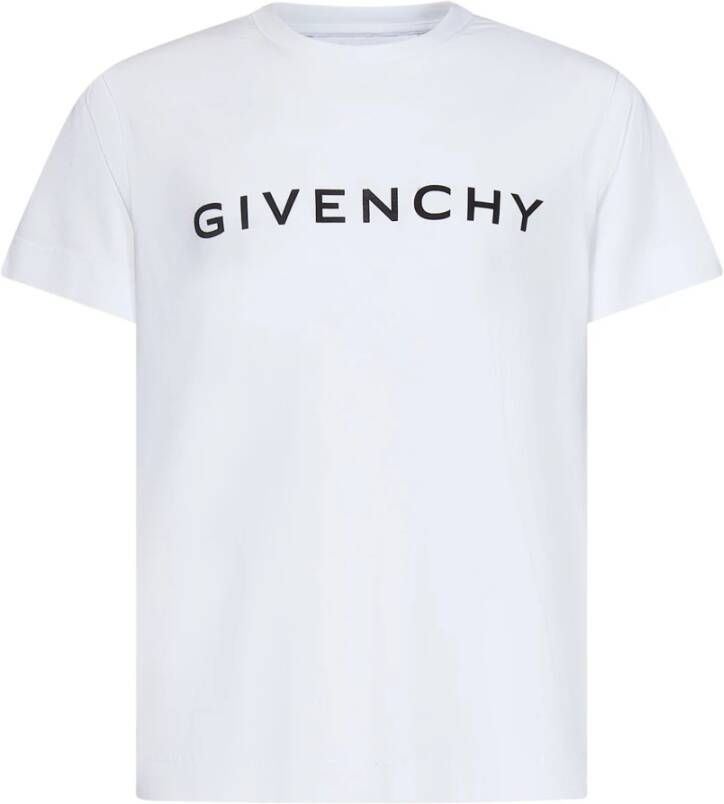 Givenchy Wit Crew Neck T-Shirt met Handtekening Print Wit Dames