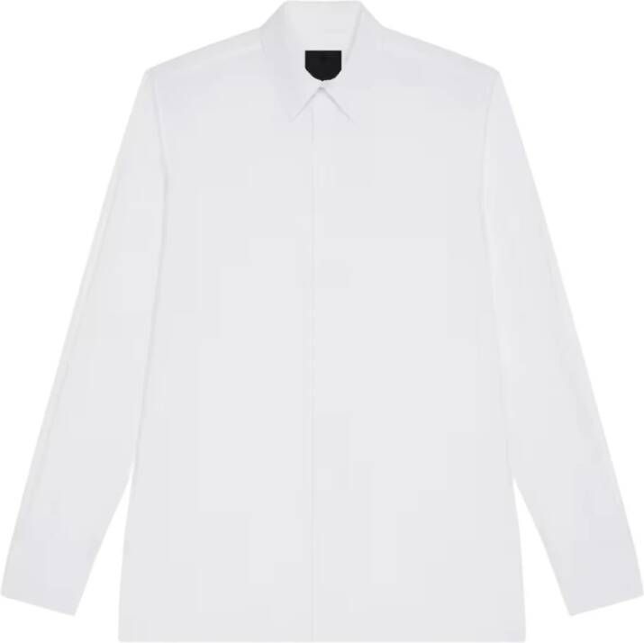 Givenchy Kleine 4G Geborduurde Poplin Overhemd White Heren