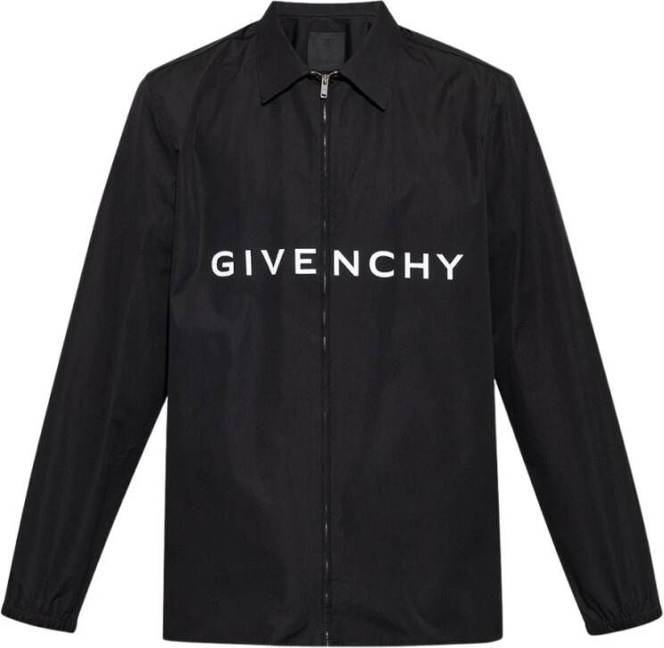 Givenchy Zwarte Shirts met Ritssluiting en Archetype Print Black Heren