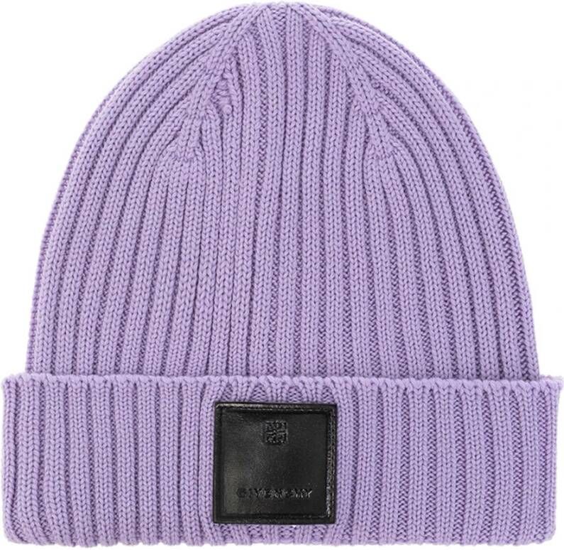 Givenchy Lila Wol Beanie Hoed Authentiek Paars Unisex