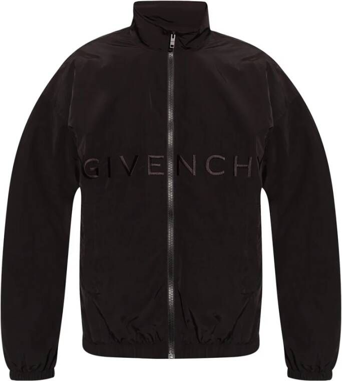 Givenchy Zwarte Jas met Logo Detail Black Heren