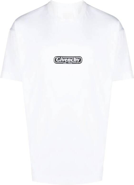 Givenchy Logo Print Crewneck T-shirts en Polos White Heren
