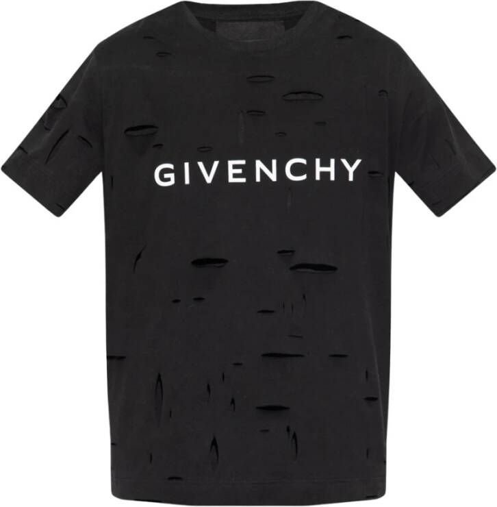 Givenchy Logo Print Katoenen T-shirt Zwart Heren