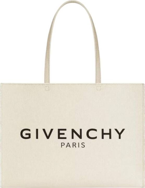 Givenchy Logo Print Lange Handvatten Grote Tote Tas Beige Dames