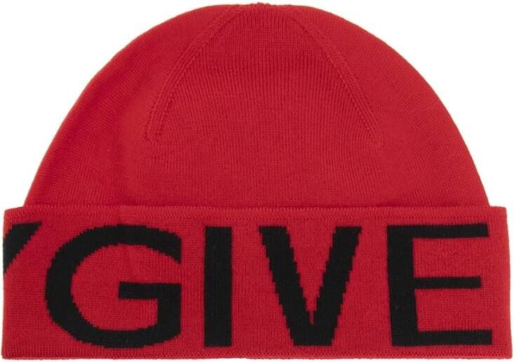 Givenchy Logo Wol Hoed Red Heren