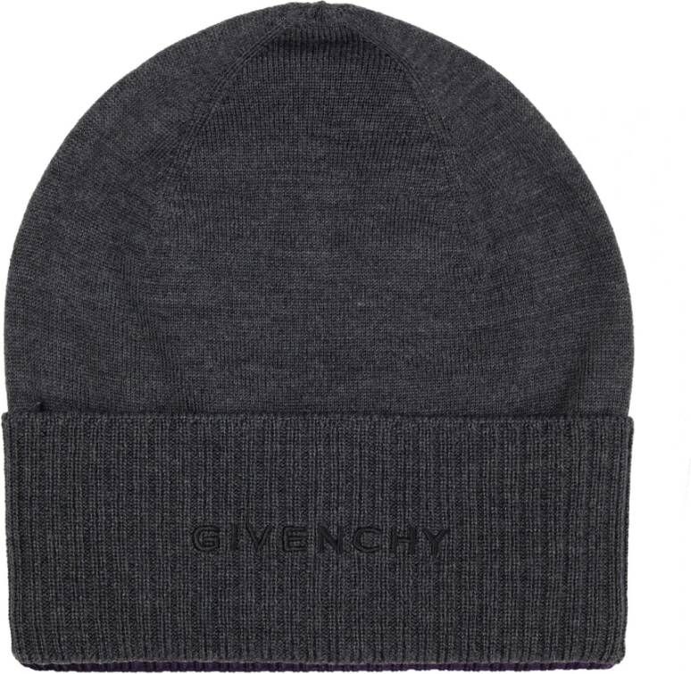 Givenchy Logo Wol Hoed voor Mannen Gray Unisex