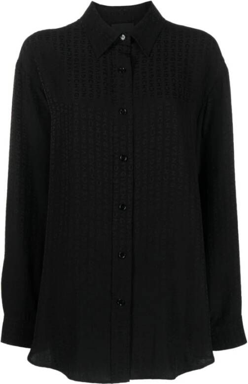 Givenchy Luxe Zijden Overhemd met Logo-Print Zwart Dames