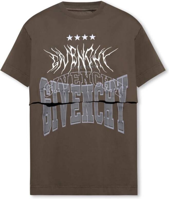 Givenchy Omkeerbaar T-shirt met logo Bruin Heren