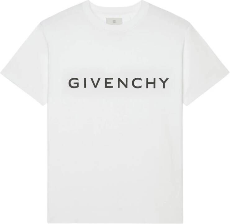 Givenchy Oversized Heren T-shirt met Crew Neck en Handtekeningprint White Heren