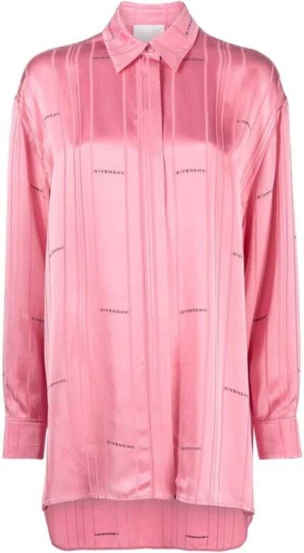 Givenchy Oversized Logo Shirt in Felroze Roze Dames