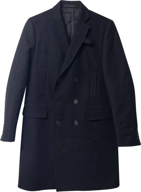 Givenchy Pre-owned Givenchy Classic Double Breasted Coat in Black Wool Zwart Heren