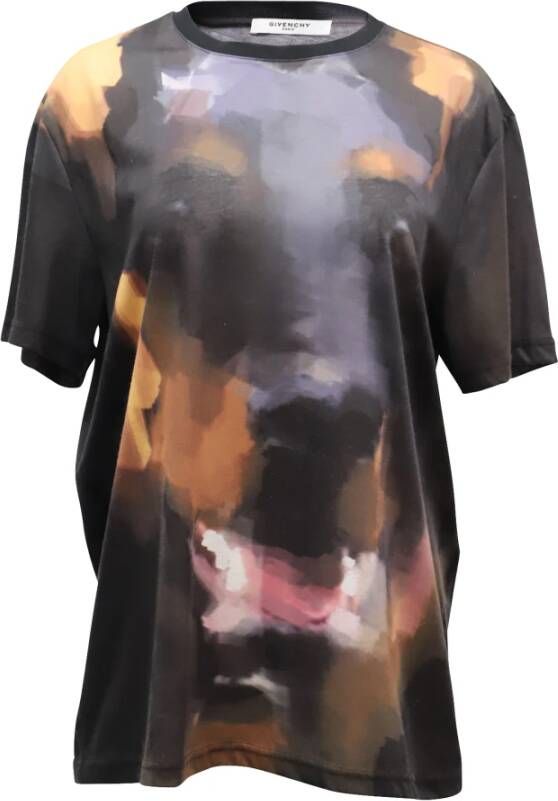 Givenchy Pre-owned Givenchy Doberman Printed Short Sleeve T-shirt in Multicolor Cotton Zwart Dames